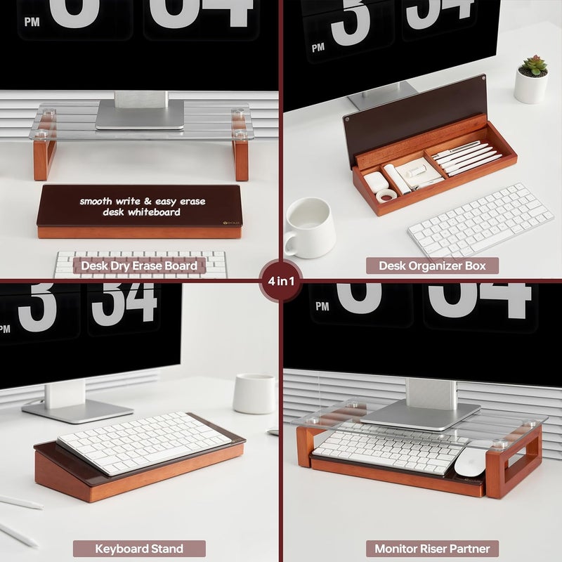 YEOUX Desk Whiteboard with Wooden Organizer Box for Office Supplies Storage, Desktop Dry Erase White Board with Drawer for Stationary, Marker & Eraser Included, - Image 3